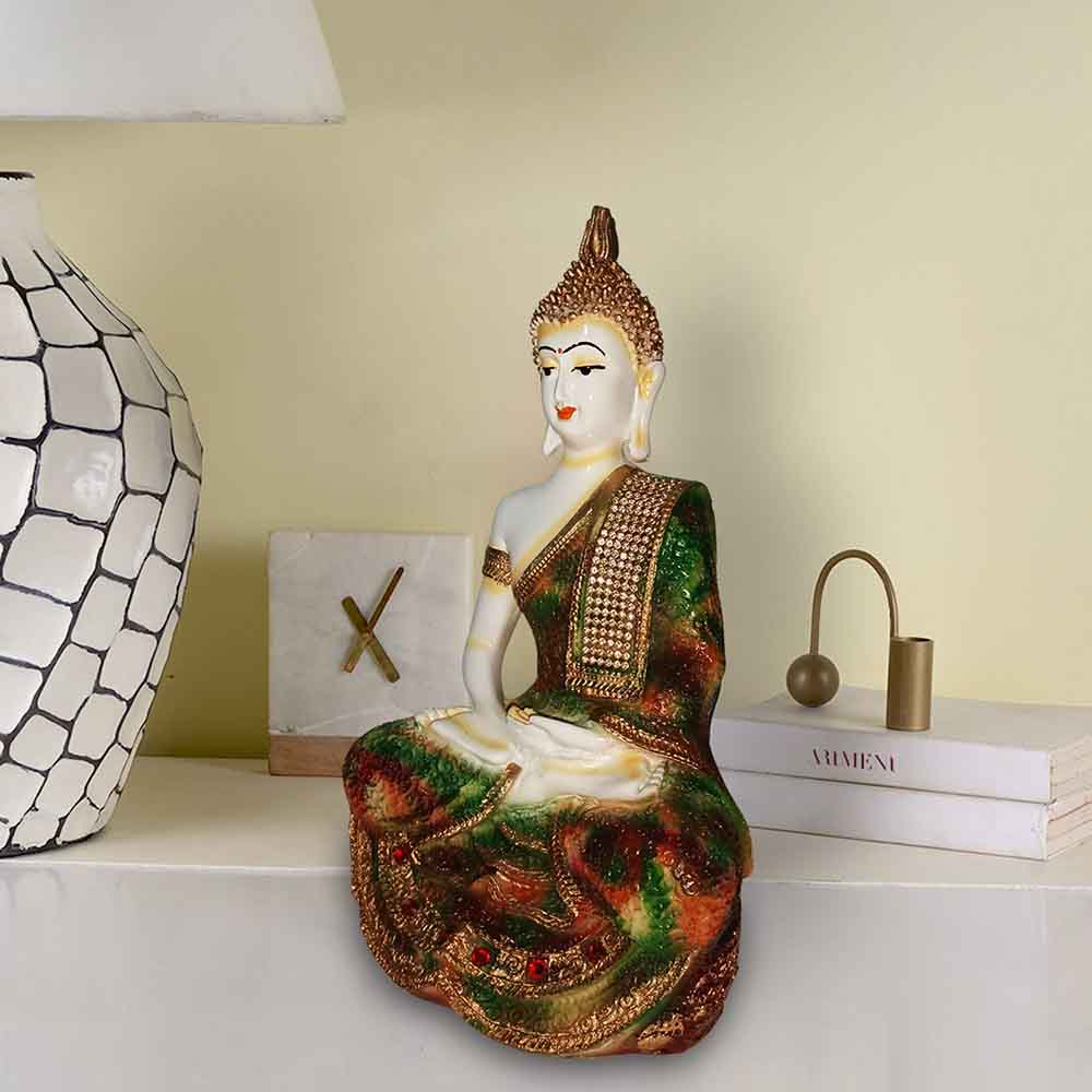 Green Meditating Buddha Idol